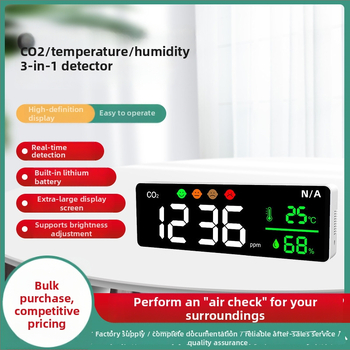 Detector CO2 montat pe perete DM1306 — intervalul 400–5000 ppm, precizie ±5%, tensiune 5V, durată de funcționare 180–240 min