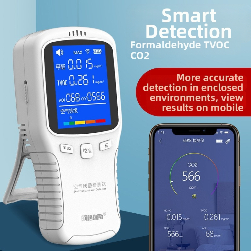 Detektor kvality vzduchu pre formaldehyd, CO2 a TVOC, pre vnútorné použitie v nových domoch