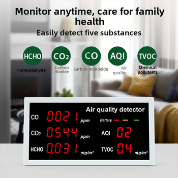 Prenosný monitor kvality ovzdušia v interiéri, detektor formaldehydu (HCHO) a oxidu uhličitého (CO2)