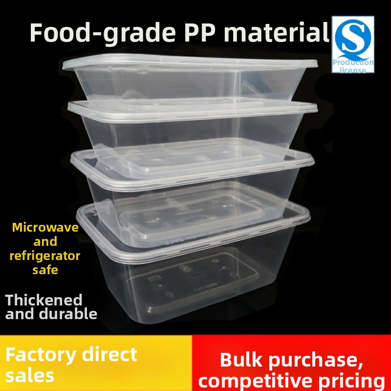 Jednorazový pravouhlý box na jedlo, priehľadný spevnený plast, vhodný do mikrovlnky, na donášku