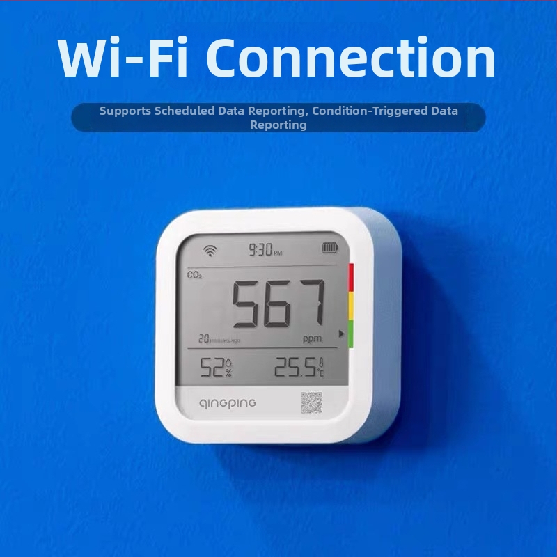 Qingping CGP22C vnútorný CO2 detektor s teplotou a vlhkosťou, model CGP22C, hmotnosť 0,129 kg