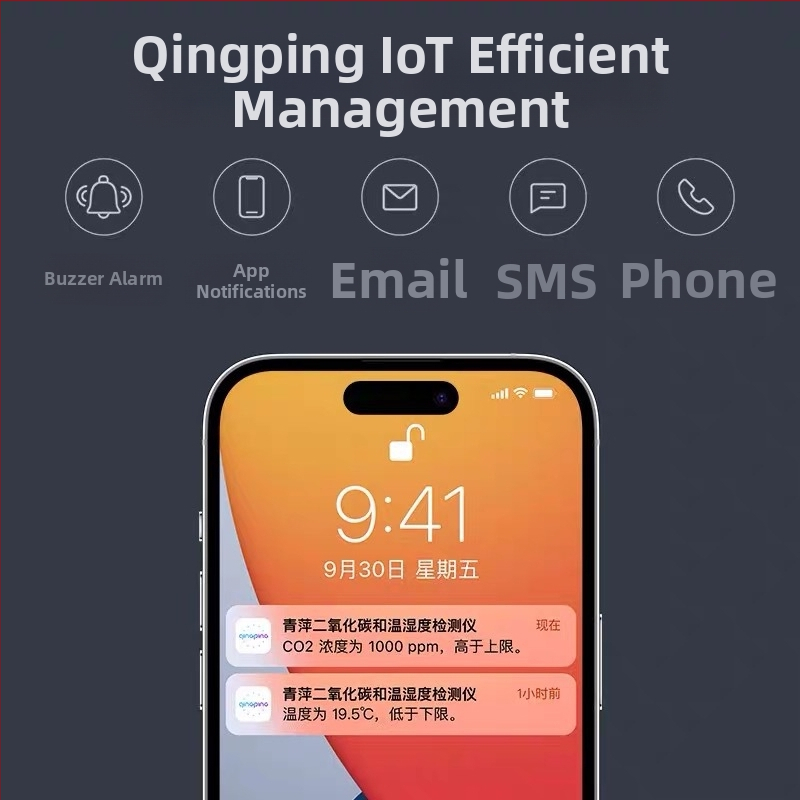 Qingping CGP22C vnútorný CO2 detektor s teplotou a vlhkosťou, model CGP22C, hmotnosť 0,129 kg