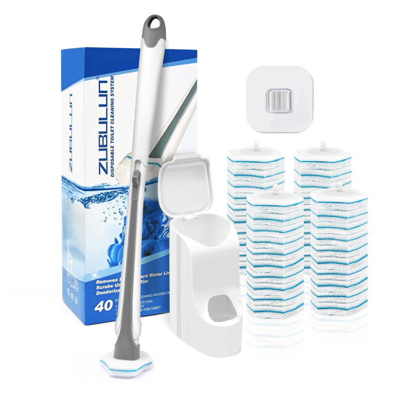 Jednokratni set WC kefe i spužve za čišćenje i pohranu, plastika, ZUBULUN, 0,41 kg, 18 kom