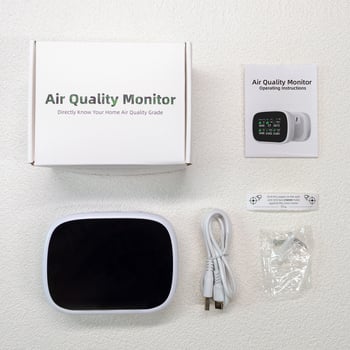 11-в-1 детектор за качество на въздуха с инфрачервен сензор — PM2.5, CO, CO2, TVOC и формалдехид монитор, Type-C захранване