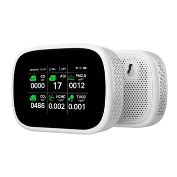 11-в-1 детектор за качество на въздуха с инфрачервен сензор — PM2.5, CO, CO2, TVOC и формалдехид монитор, Type-C захранване