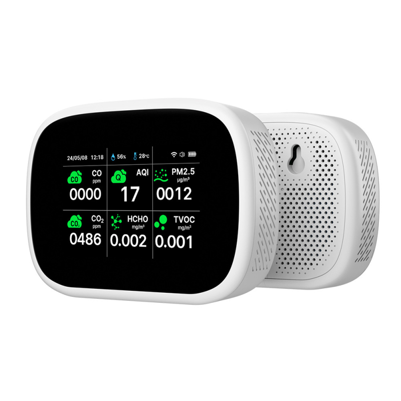 11-в-1 детектор за качество на въздуха с инфрачервен сензор — PM2.5, CO, CO2, TVOC и формалдехид монитор, Type-C захранване