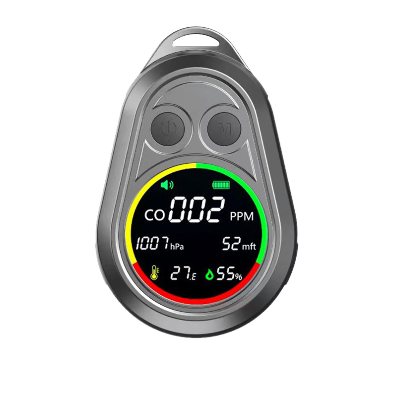 Портативен електрохимичен детектор за въглероден монооксид, модел FY104C, обхват 0–999 ppm, с датчици за атмосферно налягане, надморска височина, температура и влажност, захранване Type-C 5V