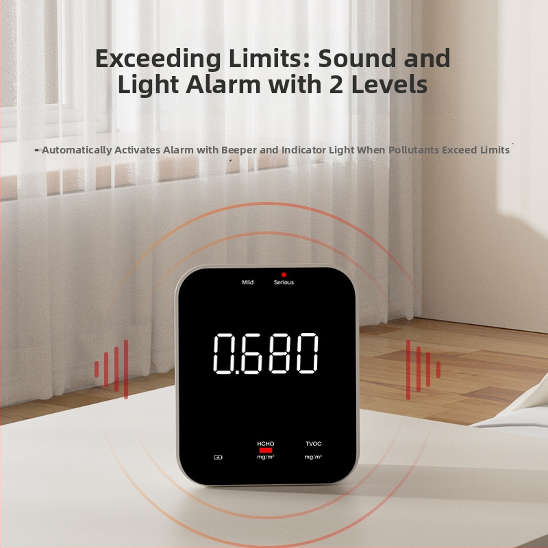 YW-220 Вътрешен монитор за качество на въздуха със детектор за формалдехид и TVOC, високопрецизен - Диапазон: 0–1.999 mg/m3; Точност: ±3–30% mg/m3; Разделителна способност: 0.001 mg/m3; Захранване: презареждаща литиева батерия