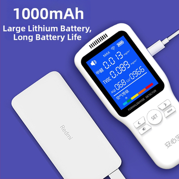 WP6933 Monitor kvality vnútorného vzduchu — formaldehyd 0–1.999 mg/m3, TVOC 0–9.999 mg/m3, CO2 400–2000 ppm (USB napájanie)