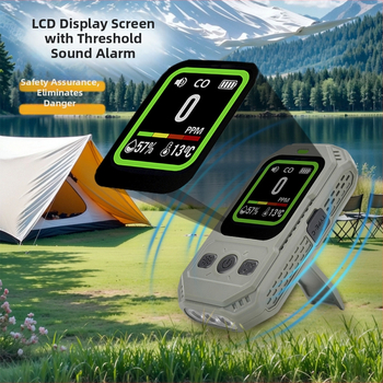 Prenosný detektor oxidu uhoľnatého, 3 v 1: CO, teplota a vlhkosť, magnetické uchytenie, TFT displej s vysokým rozlíšením, rozsah 0–1000 ppm, presnosť 1 ppm, vstavaná 1000 mAh batéria, 3.7V