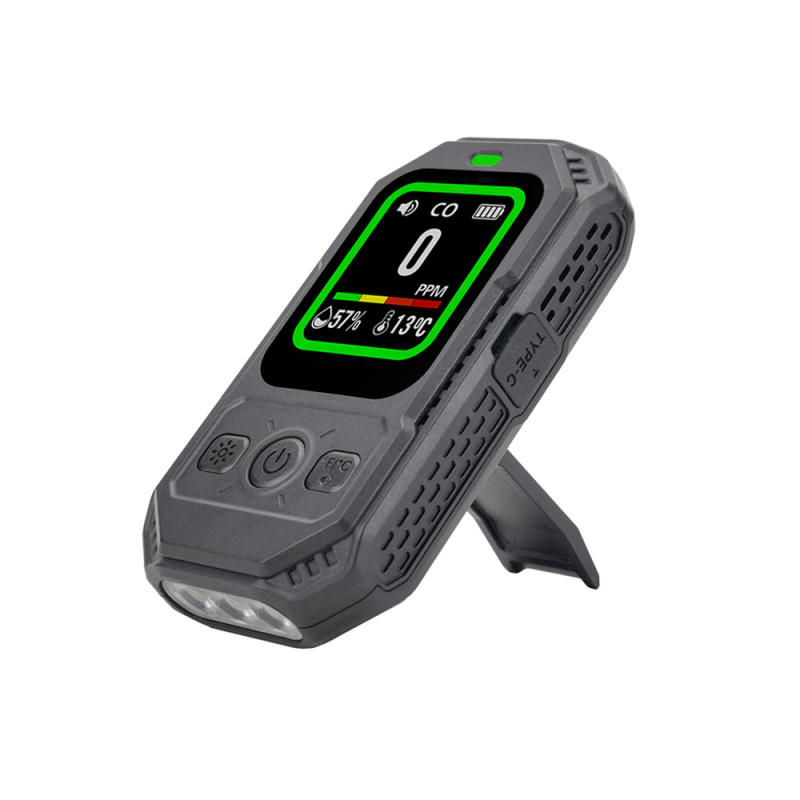 Prenosný detektor oxidu uhoľnatého, 3 v 1: CO, teplota a vlhkosť, magnetické uchytenie, TFT displej s vysokým rozlíšením, rozsah 0–1000 ppm, presnosť 1 ppm, vstavaná 1000 mAh batéria, 3.7V