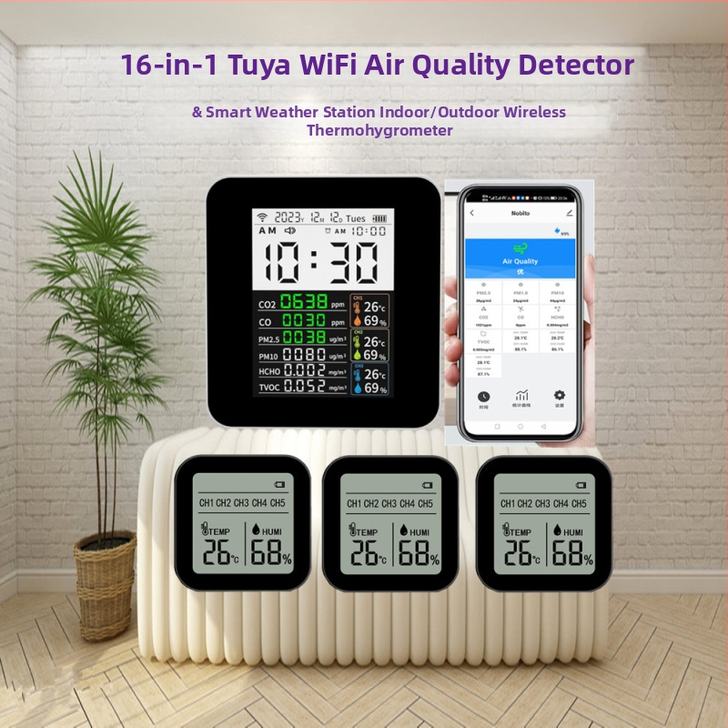 Nobito ZN-2CO15 Detektor kvality ovzdušia, Wi-Fi, CO2, CO, TVOC, formaldehyd