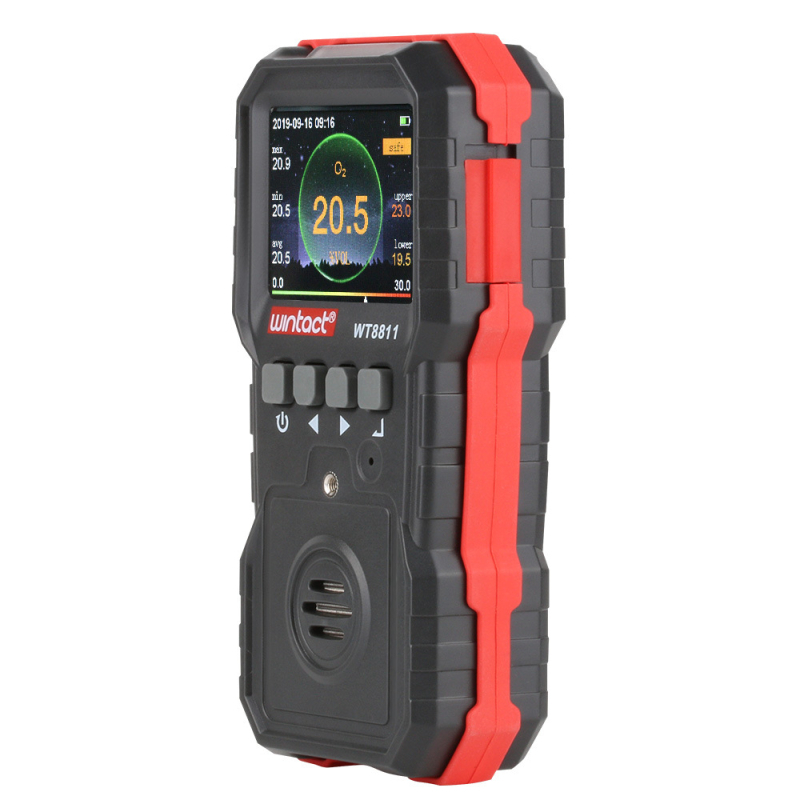 Négy az egyben gázdetektor | WINTACT WT8811/WT8812 | Detektálja a gyúlékony gázokat, CO-t, H2S-t és oxigént | Mérési pontosság ≤±5% FS | Tápellátás: DC 3.7V