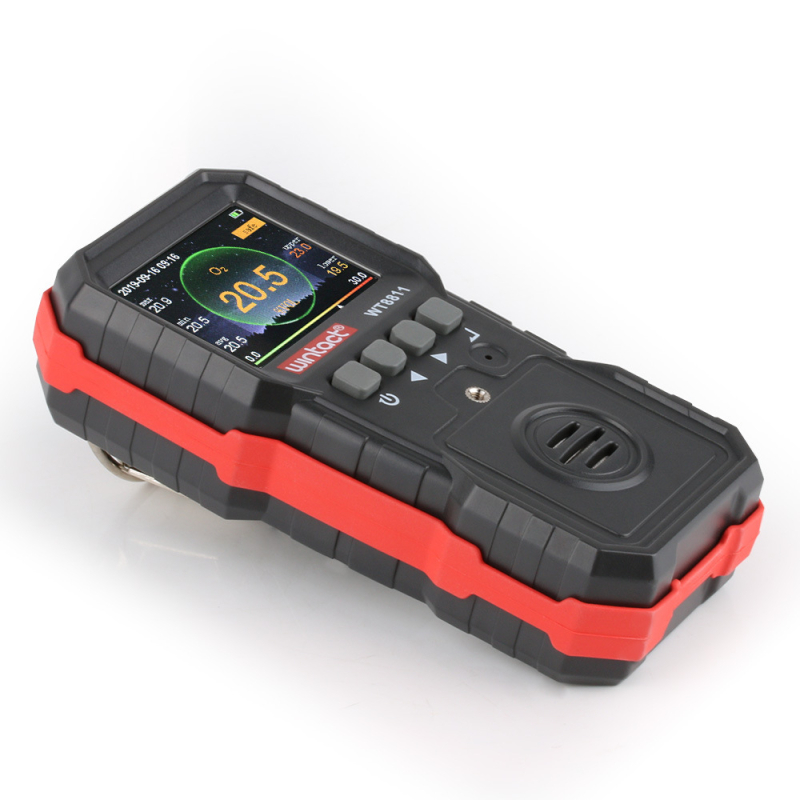 Négy az egyben gázdetektor | WINTACT WT8811/WT8812 | Detektálja a gyúlékony gázokat, CO-t, H2S-t és oxigént | Mérési pontosság ≤±5% FS | Tápellátás: DC 3.7V