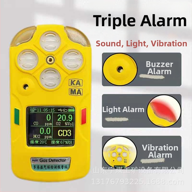 Prenosný banícky detektor plynov CD5 – Metán, Kyslík, Oxid uhoľnatý, H2S, CO2; Rozsah merania 0–1000 ppm; Nabíjateľná batéria 1,5Ah