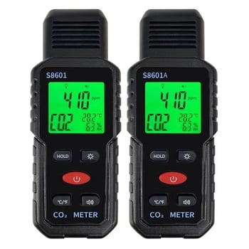 Детектор за CO2 за вътрешна употреба с аларма, измерване на температура и влажност, модел S8601S8601A
