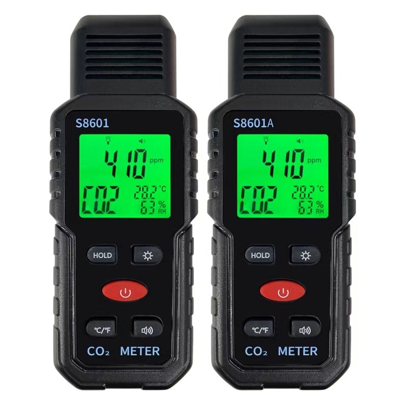 Детектор за CO2 за вътрешна употреба с аларма, измерване на температура и влажност, модел S8601S8601A
