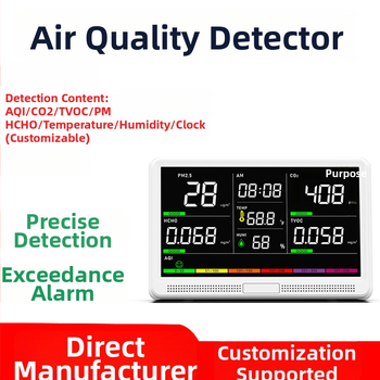 Lofita Ak22a Vnútorný monitor kvality vzduchu s detektorom formaldehydu, CO2, PM1.0/PM2.5/PM10, TVOC, teplotou a vlhkosťou – Desať v jednom