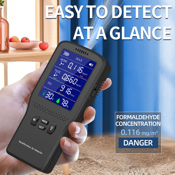 Модел M-131: Преносим инфрачервен детектор за качество на въздуха за CO2 и формалдехид, измерва вътрешна температура и влажност, USB захранване