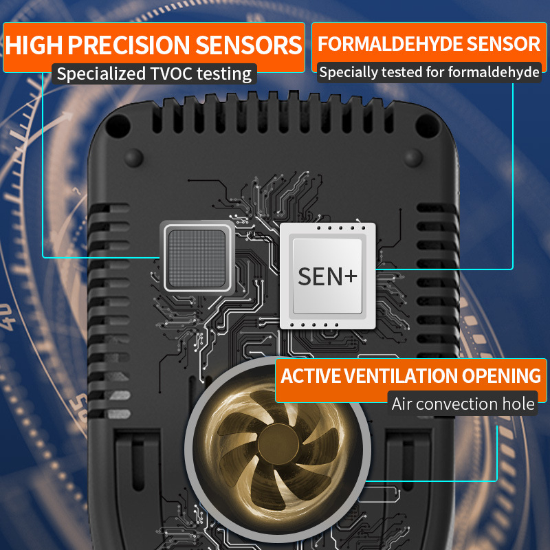 Модел M-131: Преносим инфрачервен детектор за качество на въздуха за CO2 и формалдехид, измерва вътрешна температура и влажност, USB захранване