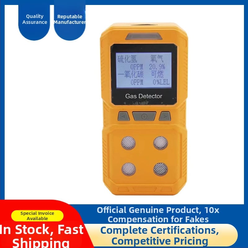 841 Prenosný 4-v-1 detektor plynov a alarm pre O2, H2S, CO a horľavé plyny; rozsah merania 0-100% LEL; odozva <30 s; USB nabíjanie; 3.7 V