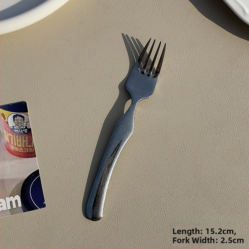 Sada vidličky a lyžičky z potravinárskej kvality 304 nerezovej ocele, moderný jednoduchý štýl, vhodné na jogurt, zmrzlinu a dezerty