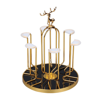 Željezni držač za čaše, okretni, japanskog stila, za 6 čaša, organizator posuđa