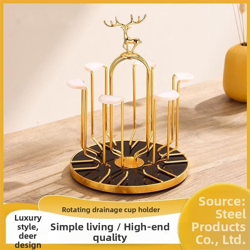 Željezni držač za čaše, okretni, japanskog stila, za 6 čaša, organizator posuđa
