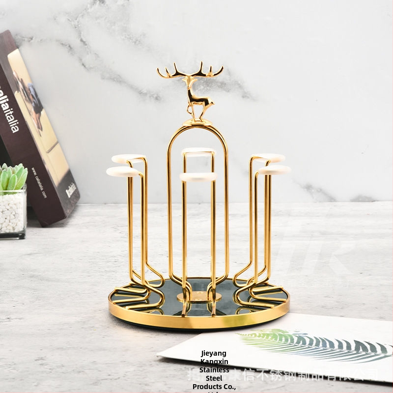 Željezni držač za čaše, okretni, japanskog stila, za 6 čaša, organizator posuđa