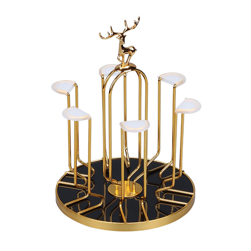 Željezni držač za čaše, okretni, japanskog stila, za 6 čaša, organizator posuđa