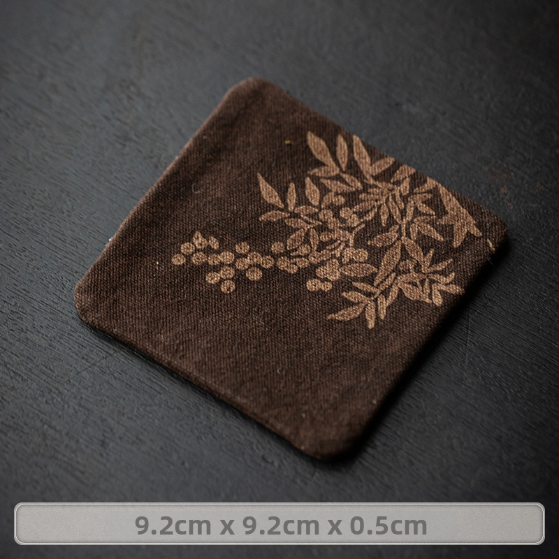 Podložka pod šálku z textilu, Čínskeho štýlu čajovej ceremónie, s potlačeným logom, balená v papierovej krabičke, hmotnosť 0,05 kg