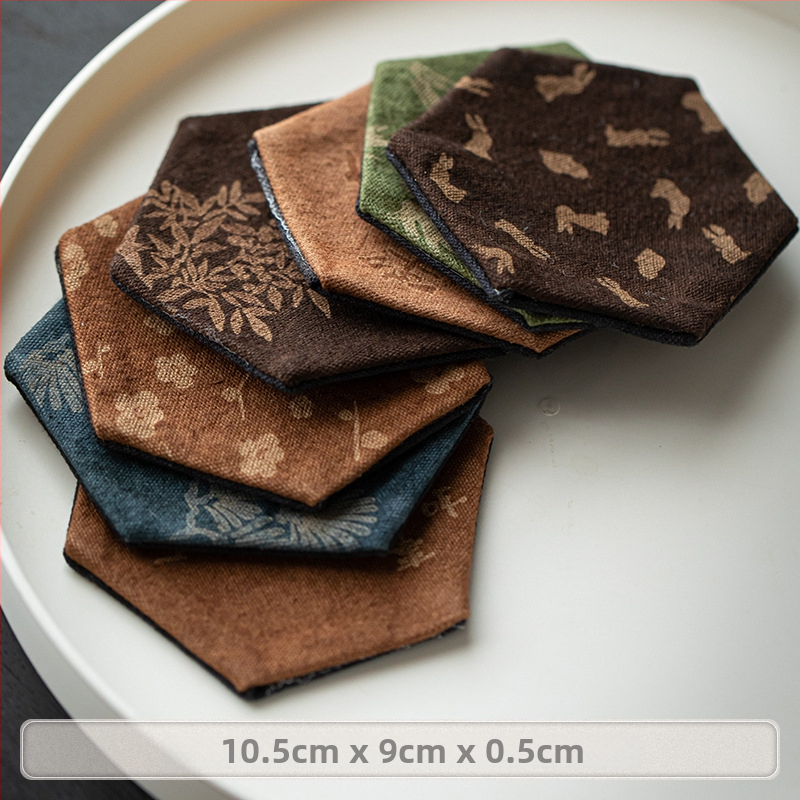Podložka pod šálku z textilu, Čínskeho štýlu čajovej ceremónie, s potlačeným logom, balená v papierovej krabičke, hmotnosť 0,05 kg