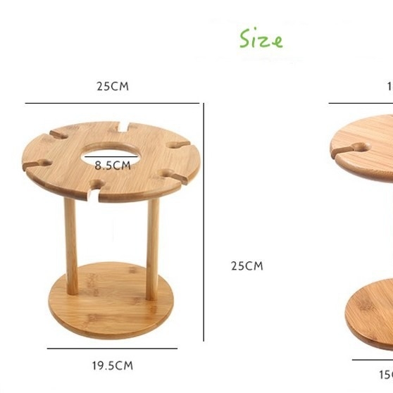 Držač čaša za vino bez bušenja, drvo/bambus, moderni minimalistički dizajn, paket 10 kom