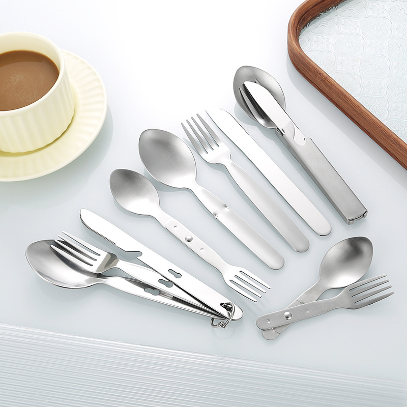 Set noža, vilice i žlice od 430 nehrđajućeg čelika, odvojiv za kampiranje, prijenosno