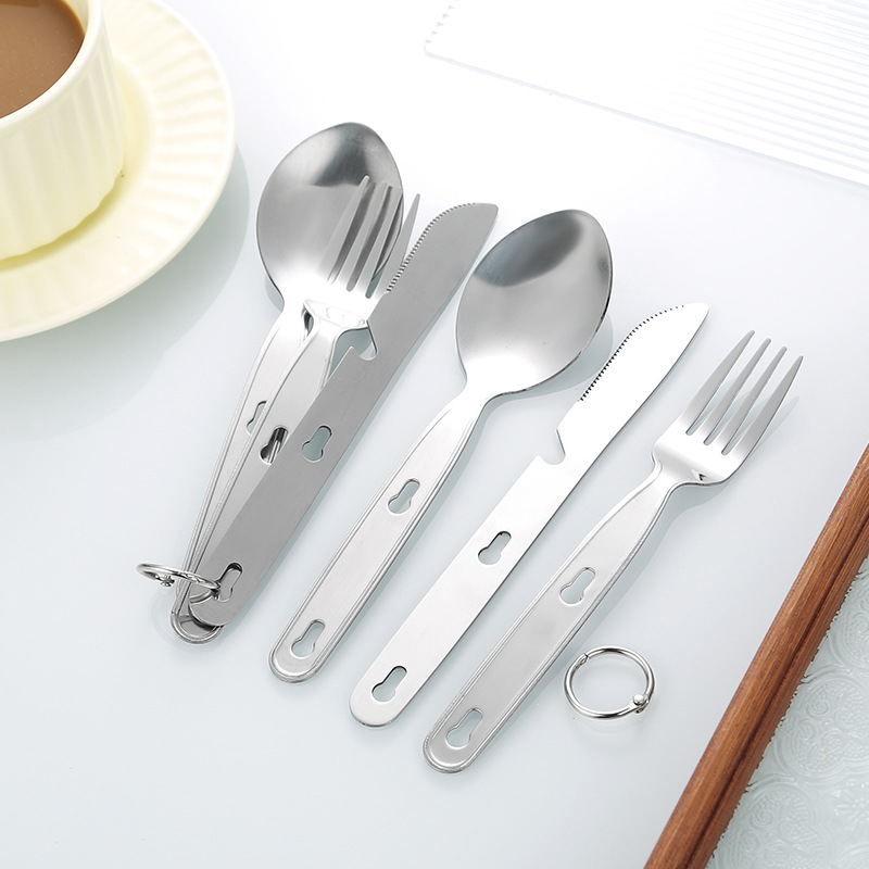 Set noža, vilice i žlice od 430 nehrđajućeg čelika, odvojiv za kampiranje, prijenosno