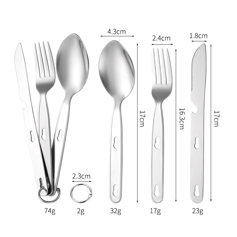 Set noža, vilice i žlice od 430 nehrđajućeg čelika, odvojiv za kampiranje, prijenosno