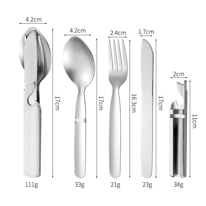 Set noža, vilice i žlice od 430 nehrđajućeg čelika, odvojiv za kampiranje, prijenosno