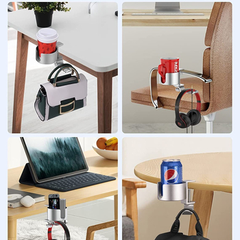 Burke stolni držač čaše od aluminijske legure s 360° rotacijom i nosačem slušalica