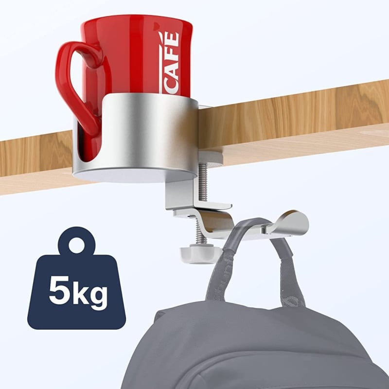 Burke stolni držač čaše od aluminijske legure s 360° rotacijom i nosačem slušalica