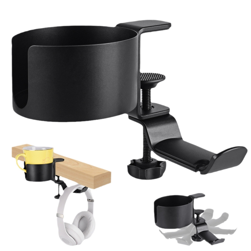 Burke stolni držač čaše od aluminijske legure s 360° rotacijom i nosačem slušalica