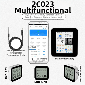 NOBITOR 2CO23 WiFi monitor kvality vzduchu so meteorologickou stanicou – vnútorné/vonkajšie, PM2.5, teplota, vlhkosť, rozsah 0-1000