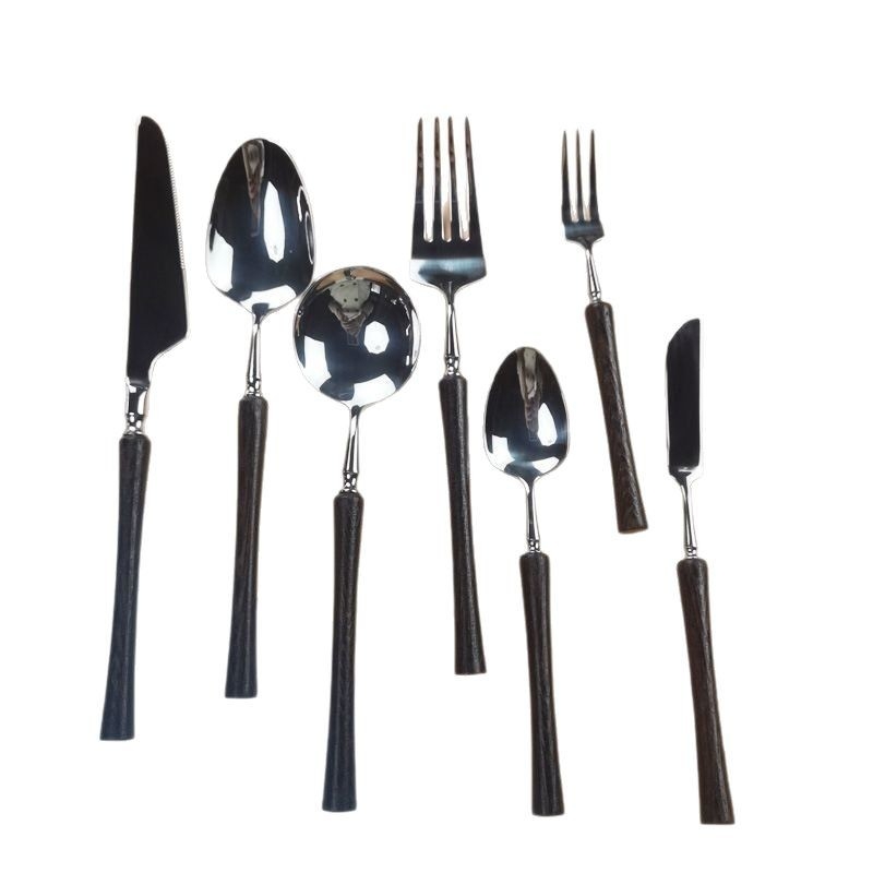 Careno Nordic set pribora od nehrđajućeg čelika 304, žlice, nož i vilica s ručkom od rosewooda, prilagodljivo