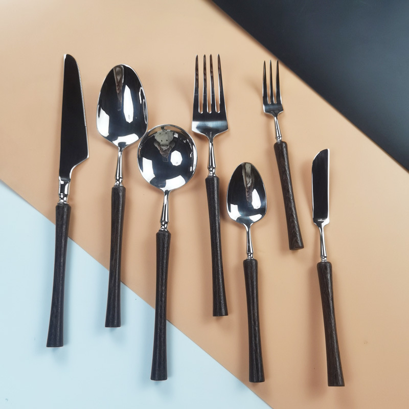 Careno Nordic set pribora od nehrđajućeg čelika 304, žlice, nož i vilica s ručkom od rosewooda, prilagodljivo