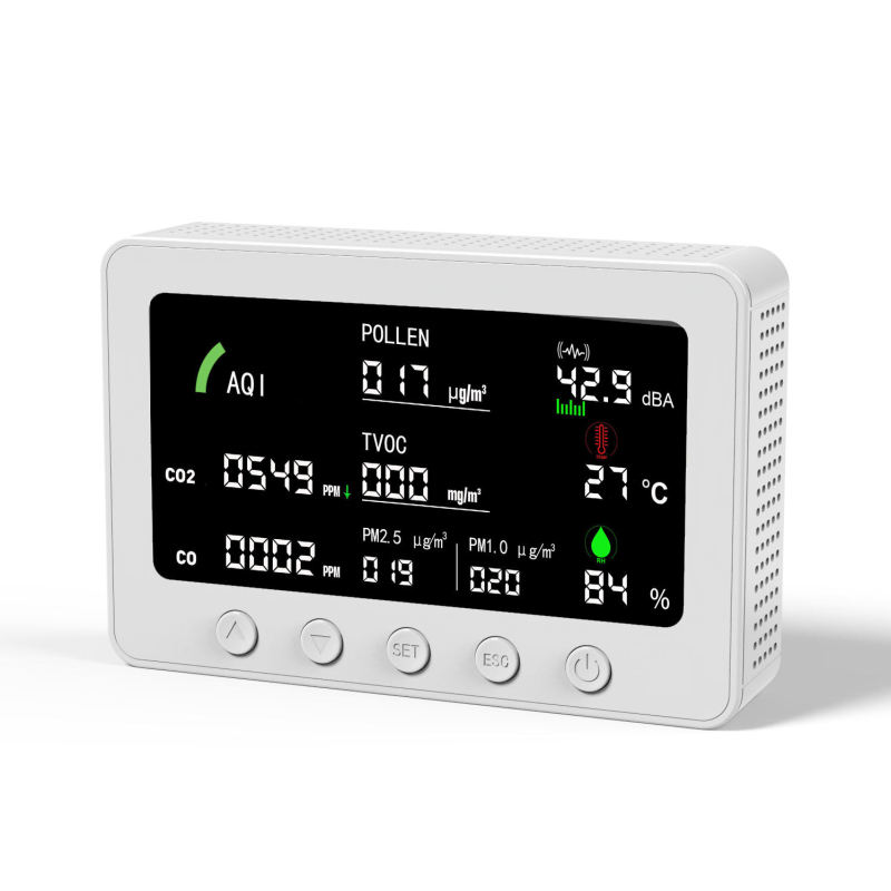 Умен детектор за качество на въздуха 11-в-1: CO, CO2, TVOC, PM2.5, PM10 сензори