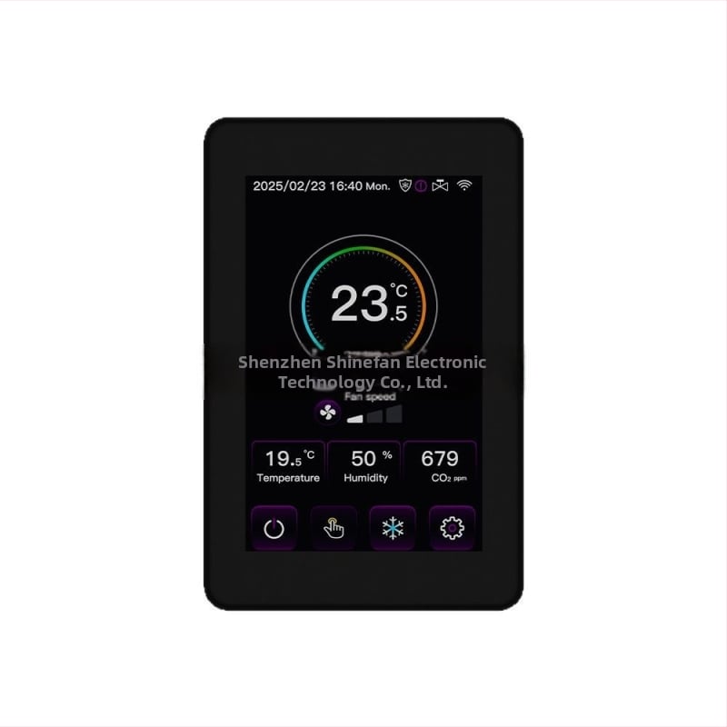 Riadič podlahového vykurovania a ventilátorovej jednotky s detekciou CO2, tri režimy, Wi‑Fi dotyková obrazovka (voliteľná) a Tuya App