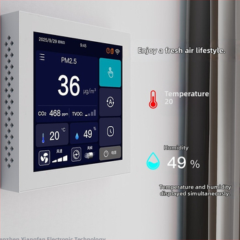 Intelligens otthoni levegőminőség-érzékelő és hőmérséklet–nedvesség-vezérlő RS485 interfész — valós idejű PM2.5 és hőmérséklet–nedvesség kijelzés, modell G6-T, Shinefan