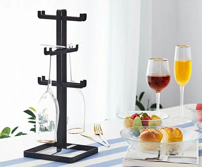 Držač za čaše od kovanog željeza, montaža bez bušenja, moderan minimalistički stil