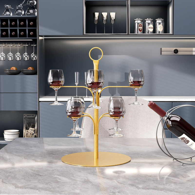 Držač za čaše vina – metalni, nordijski stil, europski dizajn (Materijal: Metal; Stil: Nordic; Težina: 2.8; Bez bušenja)