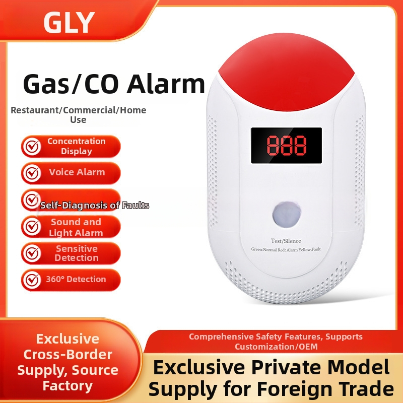 Zásuvkový CO alarm detektor GLY-CO806, 3V, 360° detekcia, dosah 30 m², nástenná montáž