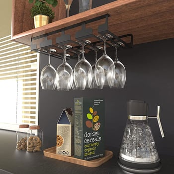Metalni viseći držač za čaše vina – moderni minimalistički stil, bez bušenja, s nosačem za vješanje, težina 623 g